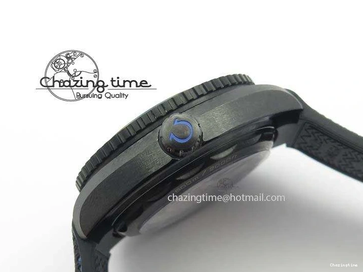 0428 Unique Planet Ocean 45mm Real Ceramic Blue BP-Maker Best Edition Black Dial On Nylon Rubber Strap A 8184